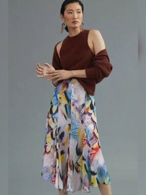 Anthropologie A-Line Midi Skirt Sz 00